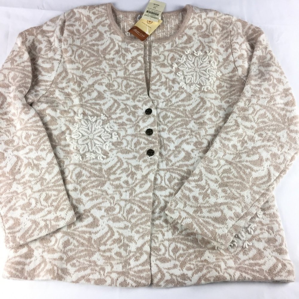 NWT! COLDWATER CREEK JACQUARD SIZE M CARDIGAN